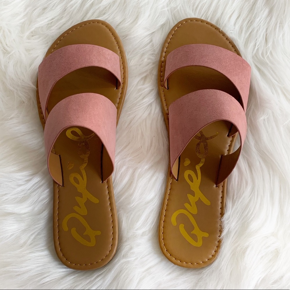 NIB Blush Rose Faux Suede Slide Sandals | Runs Small | Sizes 8.5, 9, 10